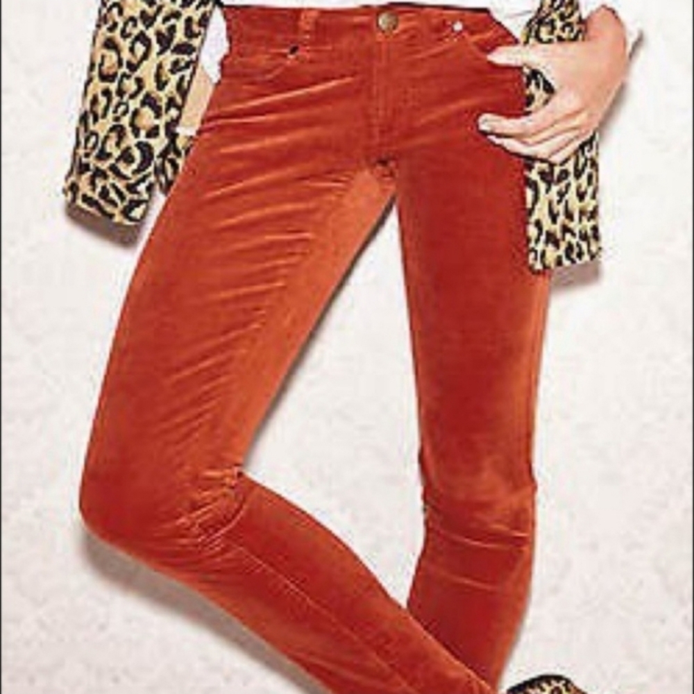 CAbi #146 Copper Orange Spice Corduroy Stretch Cotton Skinny Pants Jeans Sz 2